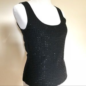 INC Black Sequined Tank Top